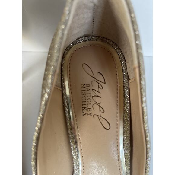 NWOT Jewel Badgley Mischka Royalty Pumps Gold Glitter Size 7 - Picture 4 of 7